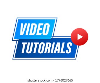 Video tutorials icon concept. Study and learning background, distance education and knowledge growth. Video conference and webinar icon, internet and video services. Vector illustration.