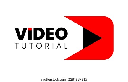 Video Tutorials Icon. Play Video Button With Negative Space of Pencil. For Emblem, Label, Logo, Game, Etc. Vector Illustration