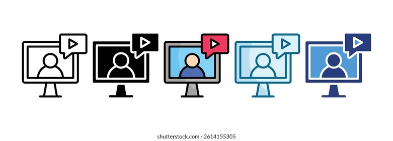 Video Tutorials Icon Set Multiple Style Collection
