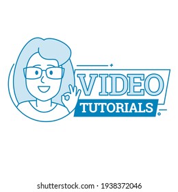 Video Tutorials icon. Symbol or emblem. vector illustration