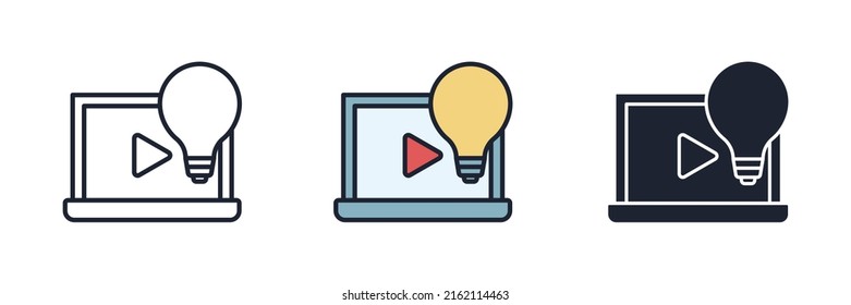 video tutorials icon symbol template for graphic and web design collection logo vector illustration