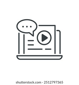 Ícone de tutoriais em vídeo, ilustração vetorial