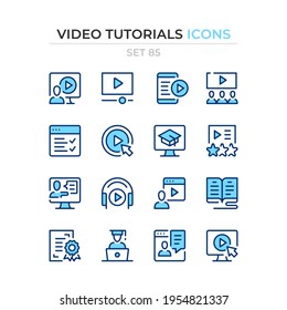 Video tutorials icons. Vector line icons set. Premium quality. Simple thin line design. Modern outline symbols collection, pictograms.