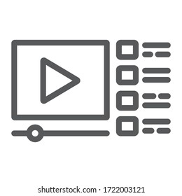 Video tutorials line icon, education and school, online streaming website sign vector graphics, a linear icon on a white background, eps 10