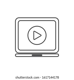 Video tutorials line icon flat design white white background
