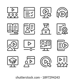 Video tutorials line icons set. Modern graphic design concepts, simple outline elements collection. Vector line icons