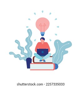 Video tutorials online training courses composition with flat human characters with gadgets and books vector illustration