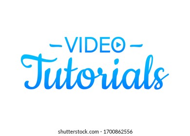 Video tutorials. Study and learning background, distance education and knowledge growth. Video conference and webinar icon. Vector stock illustration.