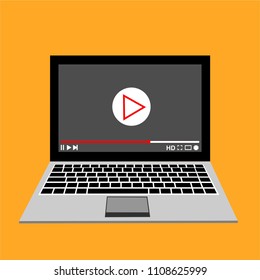 Video tutorials, study and learning concept. Vector flat illustration
