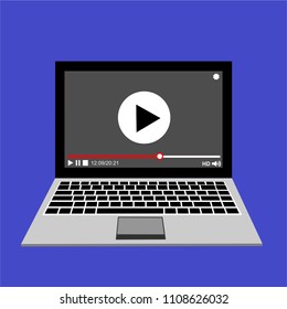 Video tutorials, study and learning concept. Vector flat illustration