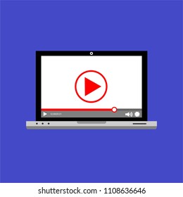 Video tutorials, study and learning concept. Vector flat illustration