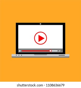 Video tutorials, study and learning concept. Vector flat illustration