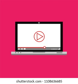 Video tutorials, study and learning concept. Vector flat illustration