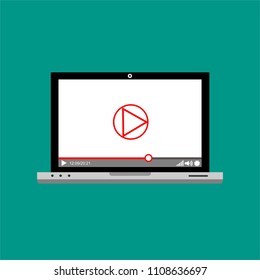 Video tutorials, study and learning concept. Vector flat illustration