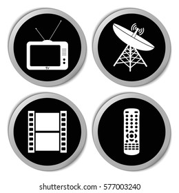 Video and TV icons - vector stickers  set