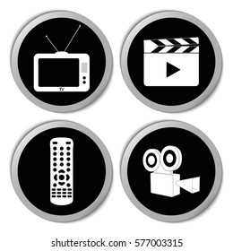 Video and TV icons - vector stickers  set