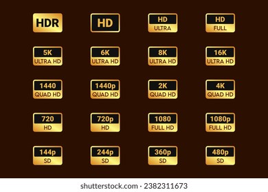 Video and tv size resolution icons ultra hd, icons for web and mobile applications