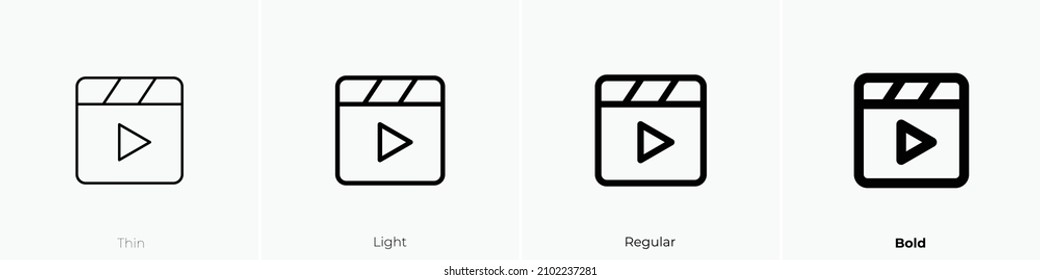 video two icon. Thin, Light Regular And Bold style design isolated on white background
