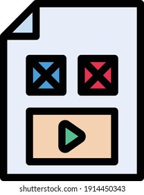 icono de línea de color de vector de vídeo
