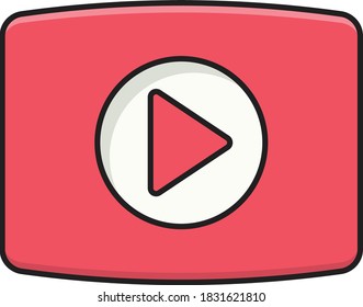 video vector colour line icon 