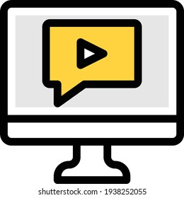 icono de línea de color de vector de vídeo