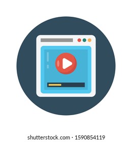 video vector flat color line icon 