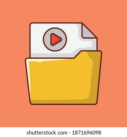 video vector flat colour line icon
