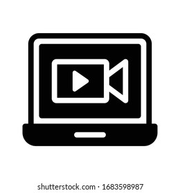 icono plano de glifo vectorial de vídeo 