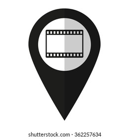 video - vector icon;  black map pointer