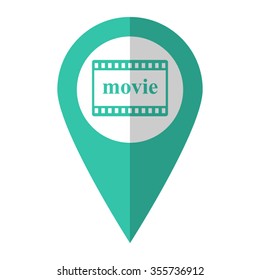 video - vector icon;  green map pointer