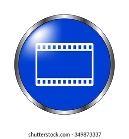 video - vector icon on the blue button