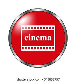 video - vector icon on the  red button