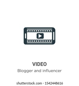 Video vector icon on white background. Flat vector video icon symbol sign from modern blogger and influencer collection for mobile concept and web apps design.