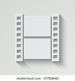 Video vector icon - paper illustration with shadow on light background
