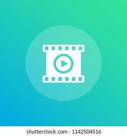 video vector icon with play symbol and film strip