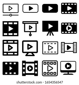Video vector icon set. Play illustration sign collection. Audio symbol. Clip logo.
