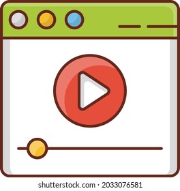 Video-Vektorgrafik auf transparentem Hintergrund. Symbole in Premium-Qualität. Vector Line Flaches Farbsymbol für Konzept und Grafikdesign.