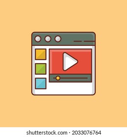 ilustración de vídeo Vector en un fondo transparente. Símbolos de calidad premium. Icono de color plano de línea vectorial para el concepto y el diseño gráfico.