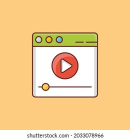 ilustración de vídeo Vector en un fondo transparente. Símbolos de calidad premium. Icono de color plano de línea vectorial para el concepto y el diseño gráfico.