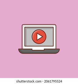 ilustración de vídeo Vector en un fondo transparente. Símbolos de calidad premium. Icono de color plano de línea vectorial para el concepto y el diseño gráfico.