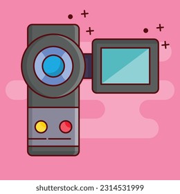 ilustración de vídeo Vector en un fondo transparente. Símbolos de calidad superior. Iconos planos de línea vectorial para el diseño de conceptos y gráficos.