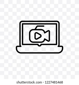 Video vector linear icon isolated on transparent background, Video transparency concept can be used for web and mobile