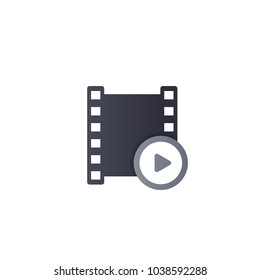 video vector logo with play symbol and film strip
