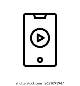 Video Vetor for Online Lessons and eLearning Content (Vetor de vídeo para lições on-line e conteúdo de eLearning) - ícone do botão Reproduzir, design de aprendizagem multimídia. Ícone de Linha