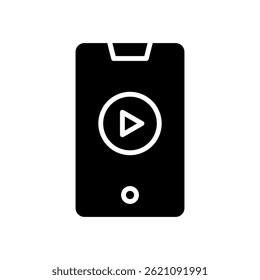 Video Vetor for Online Lessons and eLearning Content (Vetor de vídeo para lições on-line e conteúdo de eLearning) - ícone do botão Reproduzir, design de aprendizagem multimídia. Ícone de Glifo