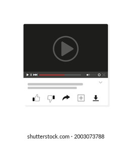 Video viewing page. Player. finger up and down, stop, rewind. Vector graphics