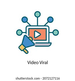 Video Viral vector Fill Outline Icon Design illustration. Social Media Symbol on White background EPS 10 File
