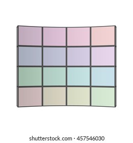 Video Wall. Isolated on white background. 3d Vector colorful illustration. Front view.