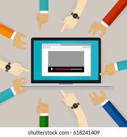 video watching editing comment on internet hands pointing judge review vlog 