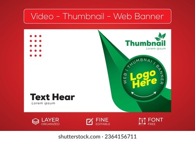 Plantilla de miniaturas de la web de vídeo Diseño vector sencillo editable 